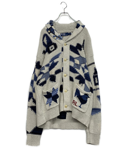 ポロ・ラルフローレン 美品 パッチワーク コットンカーディガン ナチュラル メンズ SIZE L POLO RALPH LAUREN