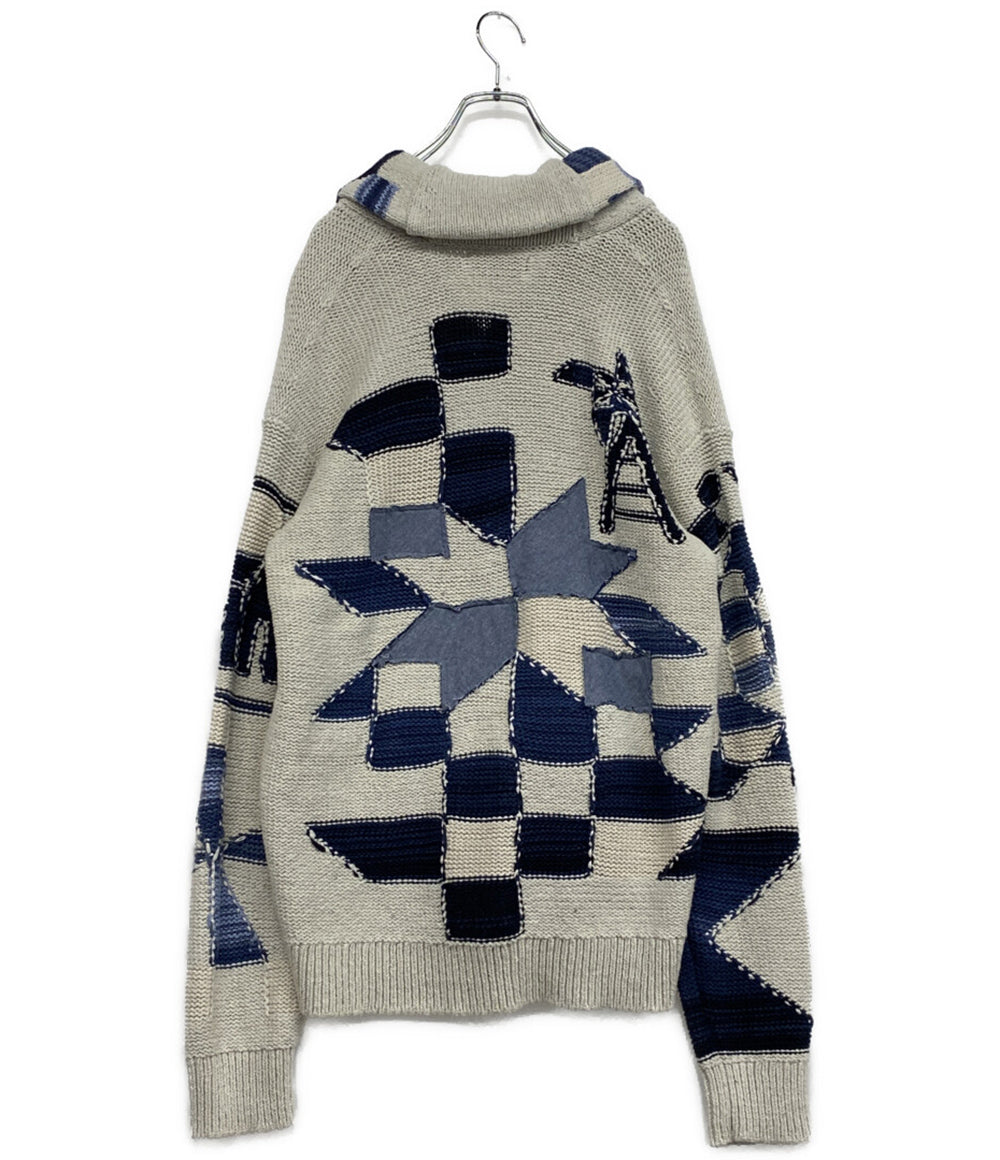 ポロ・ラルフローレン 美品 パッチワーク コットンカーディガン ナチュラル メンズ SIZE L POLO RALPH LAUREN