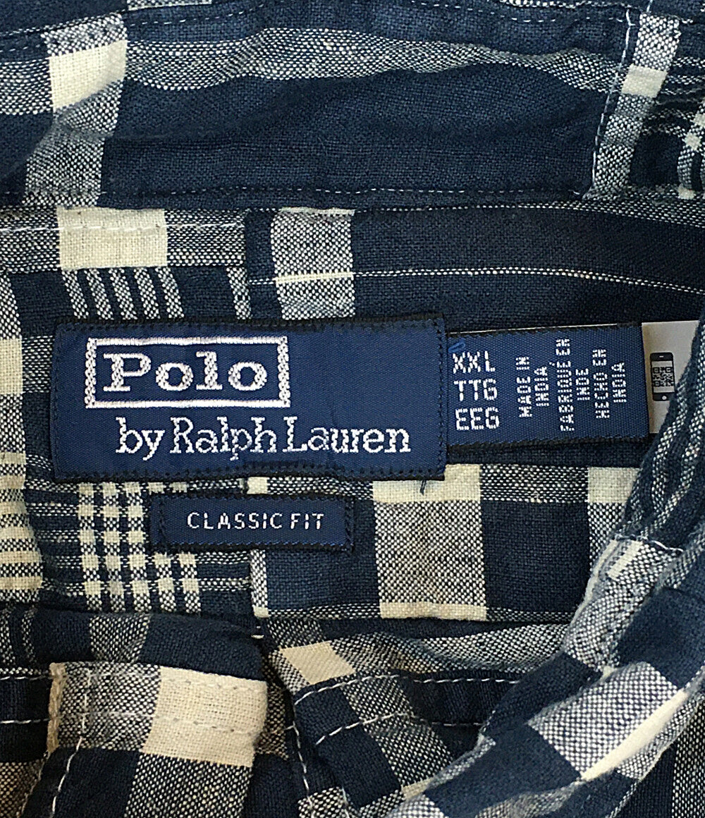 美品 RALPH LAUREN 長袖シャツ パッチワーク チェック CLASSIC FIT メンズ SIZE XXL ラルフローレン