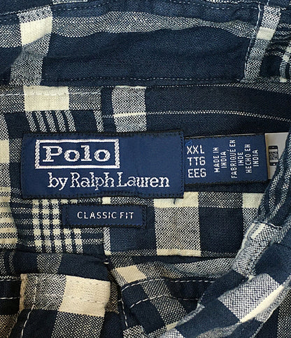 美品 RALPH LAUREN 長袖シャツ パッチワーク チェック CLASSIC FIT メンズ SIZE XXL ラルフローレン