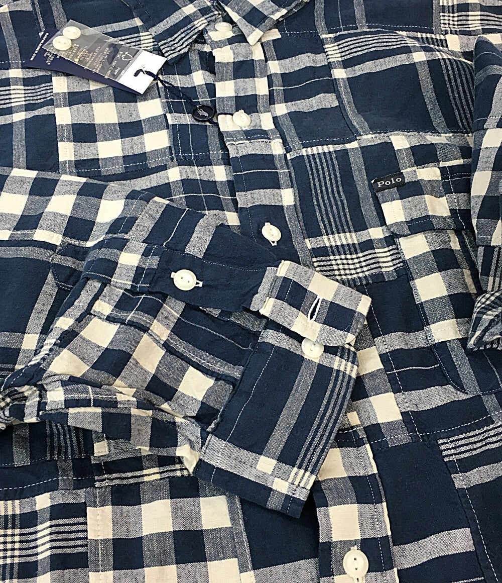 美品 RALPH LAUREN 長袖シャツ パッチワーク チェック CLASSIC FIT メンズ SIZE XXL ラルフローレン