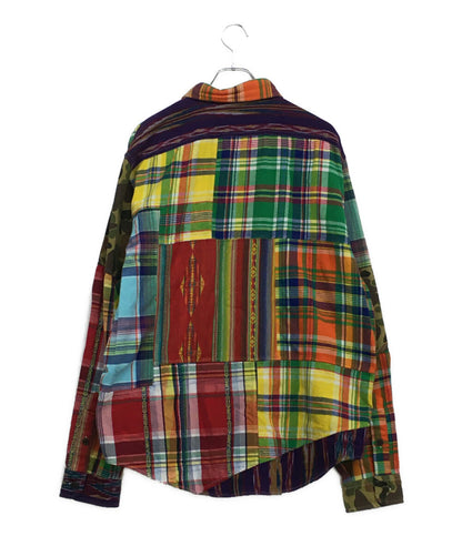 美品 RALPH LAUREN 長袖シャツ パッチワーク マルチ チンスト ネイティブ メンズ SIZE L ラルフローレン