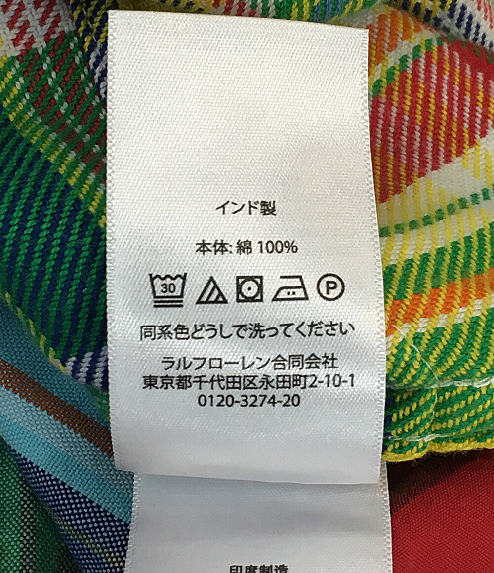 美品 RALPH LAUREN 長袖シャツ パッチワーク マルチ チンスト ネイティブ メンズ SIZE L ラルフローレン