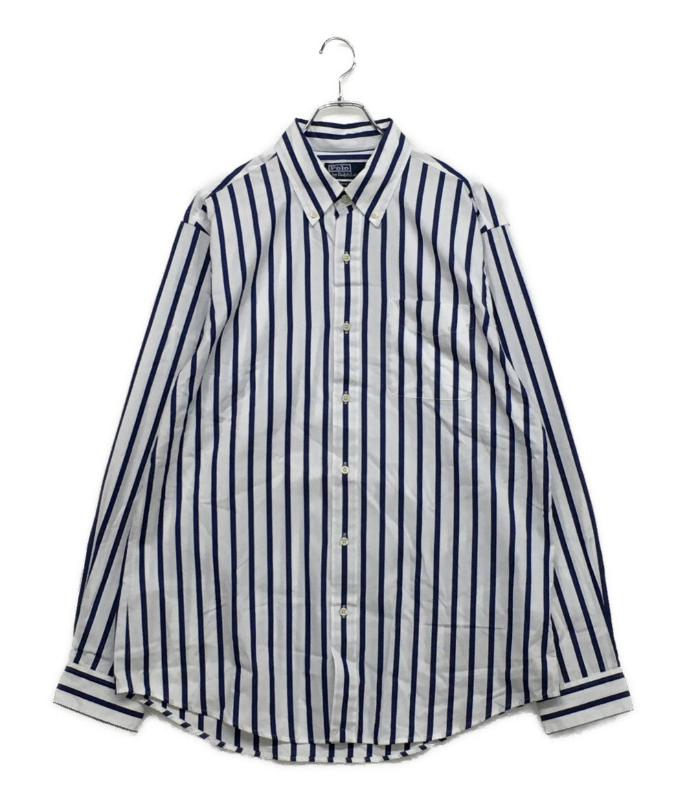 美品 POLO RALPH LAUREN 長袖シャツ ワイドストライプ ボタンダウン CLASSIC FIT メンズ SIZE L ポロ・ラルフローレン