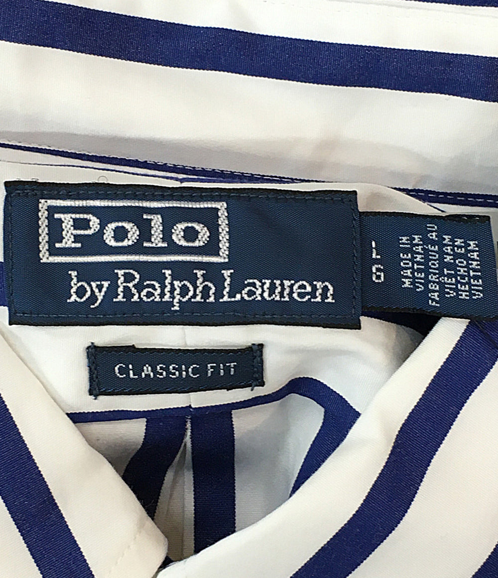 美品 POLO RALPH LAUREN 長袖シャツ ワイドストライプ ボタンダウン CLASSIC FIT メンズ SIZE L ポロ・ラルフローレン