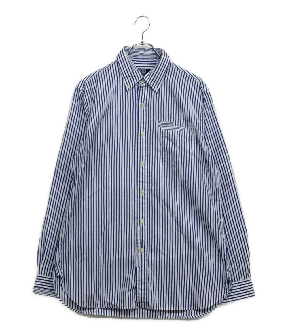 美品 RALPH LAUREN 長袖シャツ ストライプ ボタンダウン メンズ SIZE M ラルフローレン