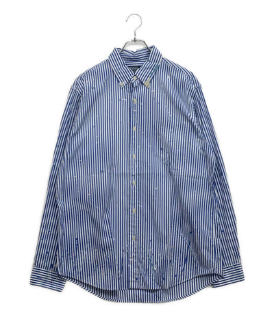 美品 POLO RALPH LAUREN 長袖シャツ ペイント ストライプ ポプリン メンズ SIZE L ポロ・ラルフローレン