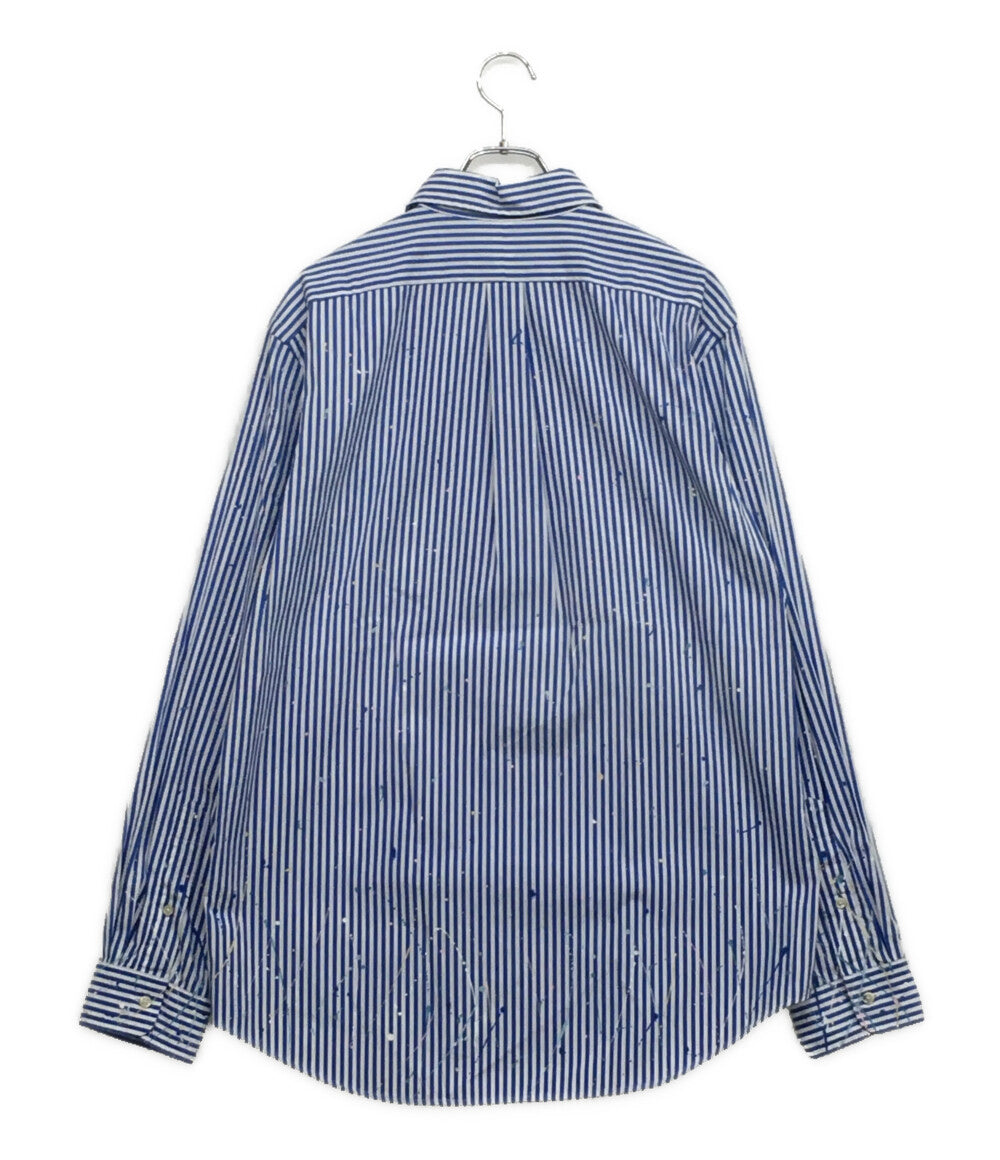 美品 POLO RALPH LAUREN 長袖シャツ ペイント ストライプ ポプリン メンズ SIZE L ポロ・ラルフローレン