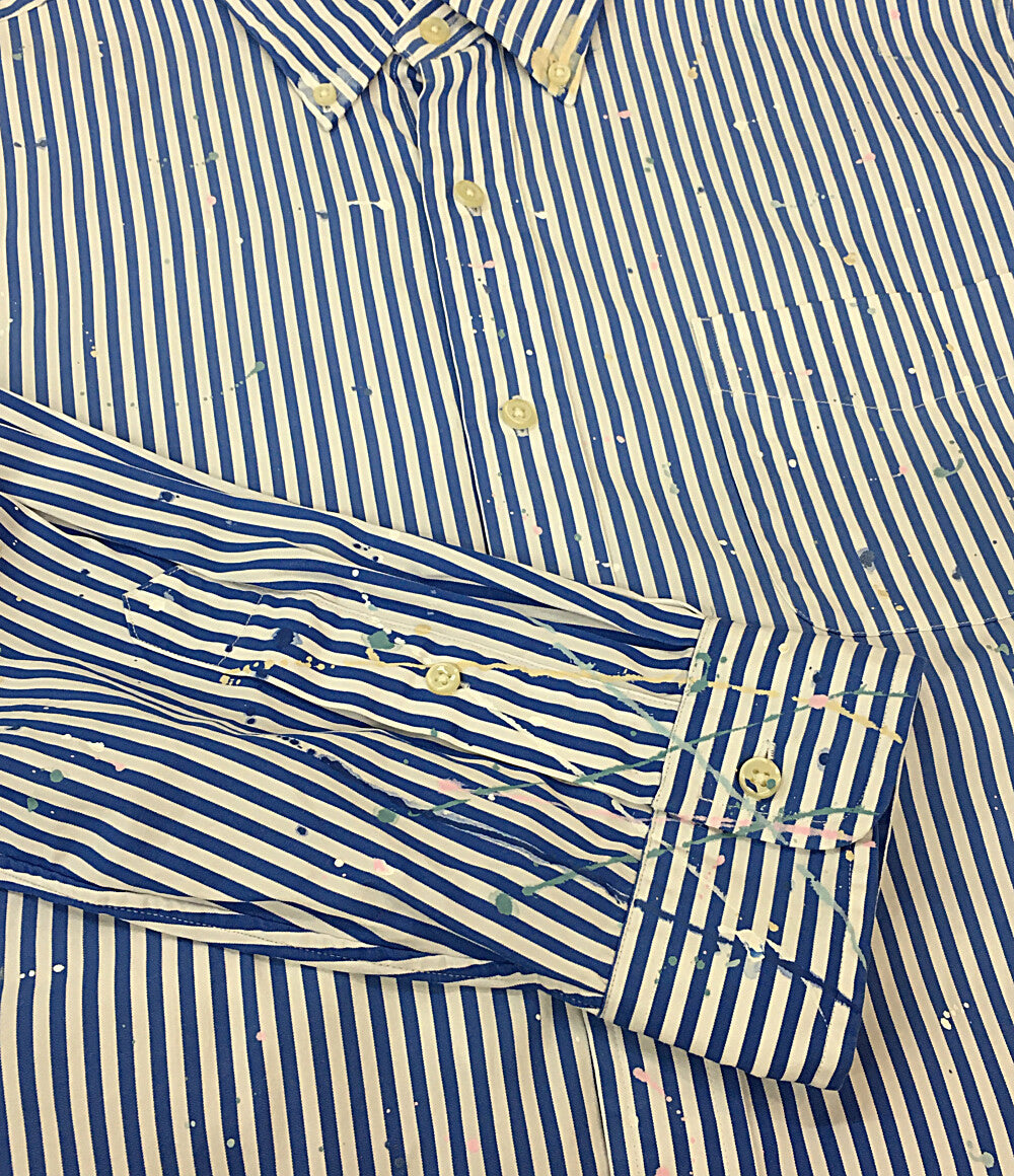 美品 POLO RALPH LAUREN 長袖シャツ ペイント ストライプ ポプリン メンズ SIZE L ポロ・ラルフローレン