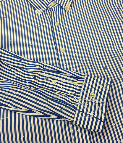 美品 POLO RALPH LAUREN 長袖シャツ ペイント ストライプ ポプリン メンズ SIZE L ポロ・ラルフローレン
