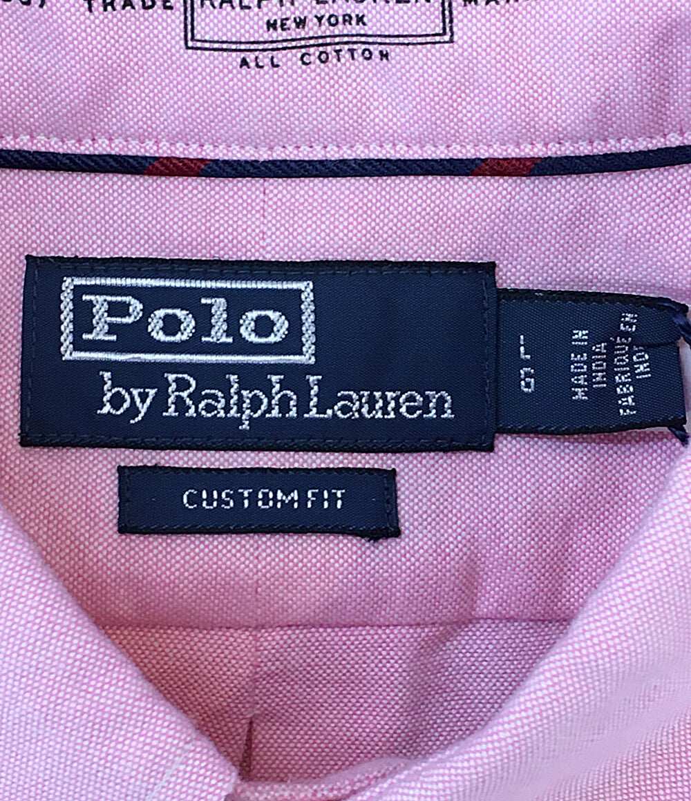 美品 POLO RALPH LAUREN 長袖シャツ BD オックスフォード ピンク ワンポケ 袖ポニー メンズ SIZE L ポロ・ラルフローレン