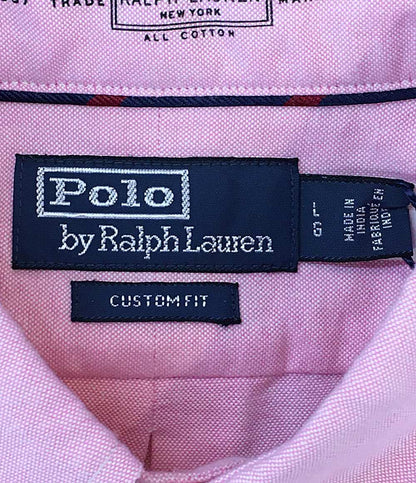美品 POLO RALPH LAUREN 長袖シャツ BD オックスフォード ピンク ワンポケ 袖ポニー メンズ SIZE L ポロ・ラルフローレン