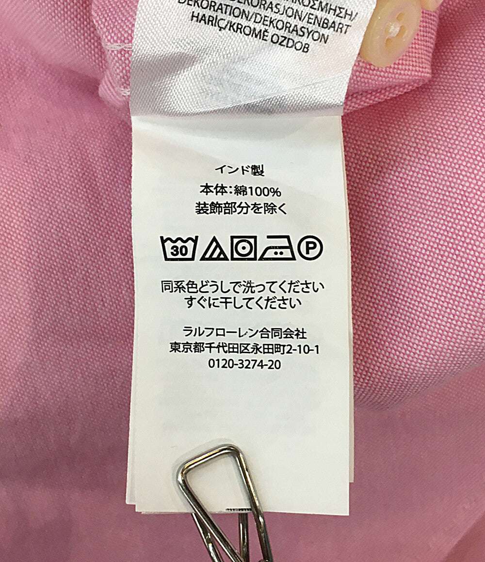 美品 POLO RALPH LAUREN 長袖シャツ BD オックスフォード ピンク ワンポケ 袖ポニー メンズ SIZE L ポロ・ラルフローレン