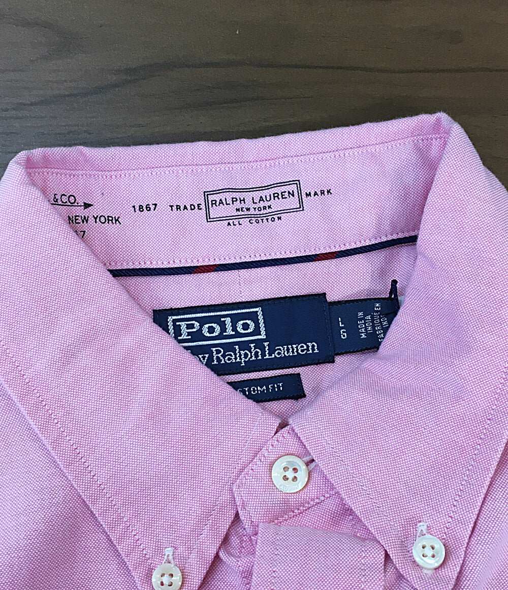 美品 POLO RALPH LAUREN 長袖シャツ BD オックスフォード ピンク ワンポケ 袖ポニー メンズ SIZE L ポロ・ラルフローレン