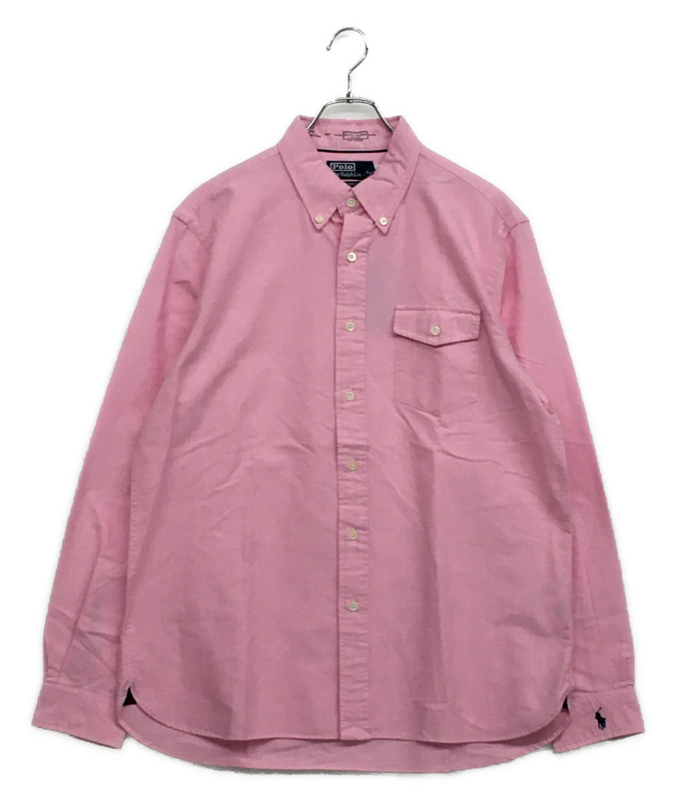 美品 POLO RALPH LAUREN 長袖シャツ BD オックスフォード ピンク ワンポケ 袖ポニー メンズ SIZE L ポロ・ラルフローレン