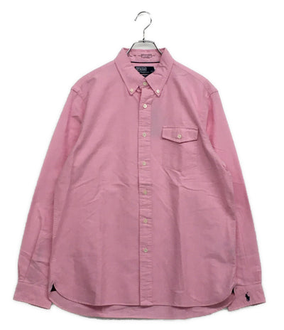 美品 POLO RALPH LAUREN 長袖シャツ BD オックスフォード ピンク ワンポケ 袖ポニー メンズ SIZE L ポロ・ラルフローレン