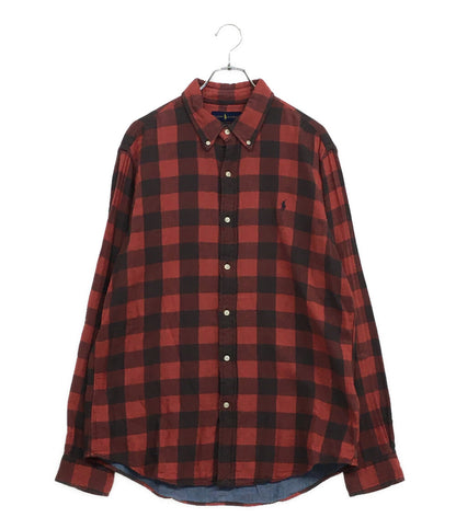 POLO RALPH LAUREN 長袖シャツ CLASSIC FIT INDIGO ブロック ダブルフェイス RED メンズ SIZE L ポロ・ラルフローレン