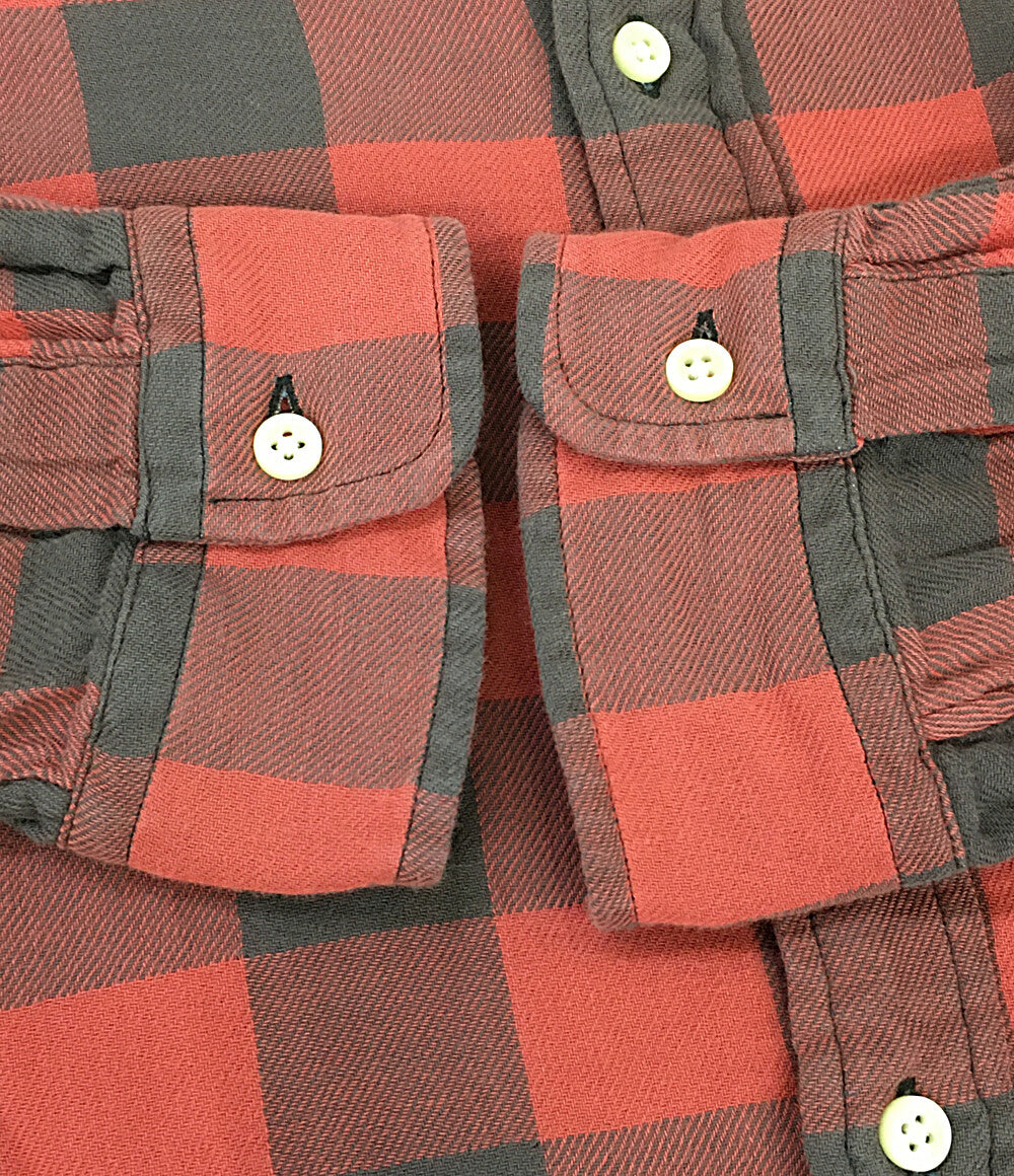 POLO RALPH LAUREN 長袖シャツ CLASSIC FIT INDIGO ブロック ダブルフェイス RED メンズ SIZE L ポロ・ラルフローレン