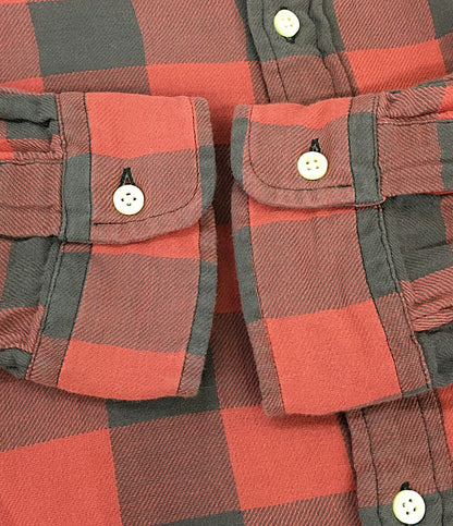 POLO RALPH LAUREN 長袖シャツ CLASSIC FIT INDIGO ブロック ダブルフェイス RED メンズ SIZE L ポロ・ラルフローレン