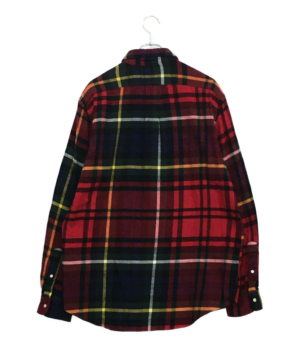 RALPH LAUREN 長袖シャツ ボタンダウン ヘビーネル RED メンズ SIZE L ラルフローレン