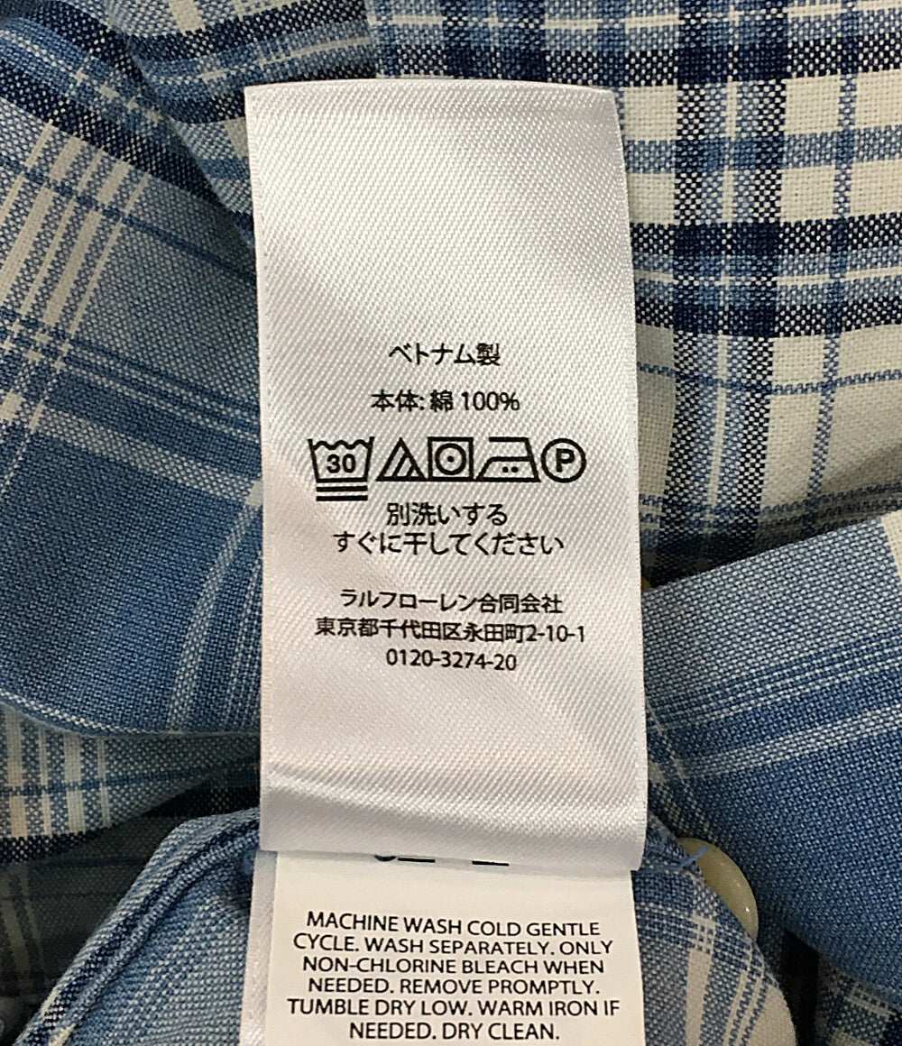美品 RALPH LAUREN 長袖シャツ チェック オープンカラー CLASSIC FIT INDIGO メンズ SIZE XL ラルフローレン
