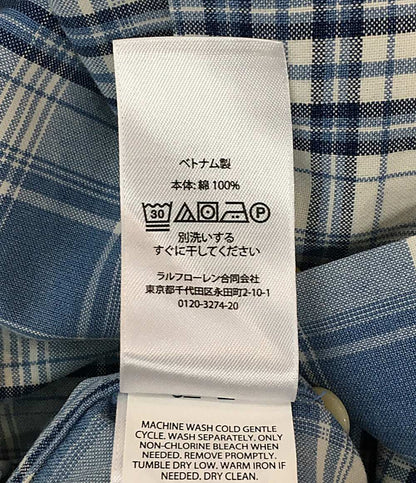 美品 RALPH LAUREN 長袖シャツ チェック オープンカラー CLASSIC FIT INDIGO メンズ SIZE XL ラルフローレン
