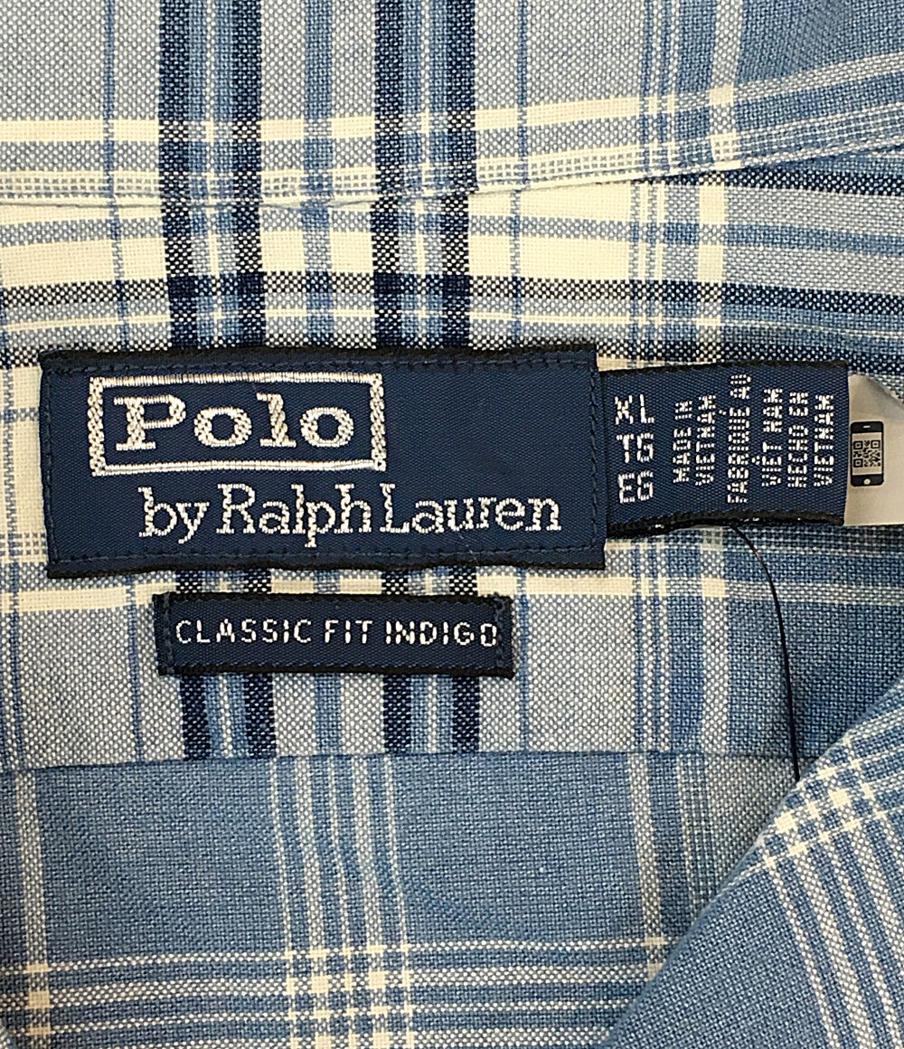 美品 RALPH LAUREN 長袖シャツ チェック オープンカラー CLASSIC FIT