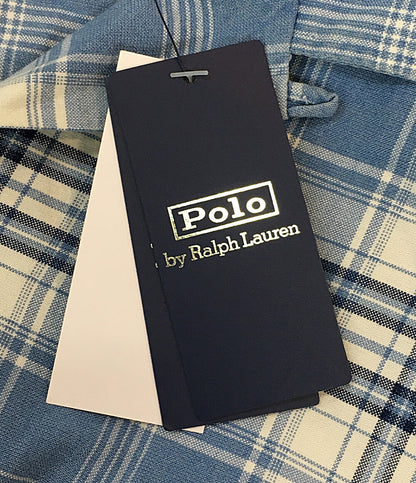 美品 RALPH LAUREN 長袖シャツ チェック オープンカラー CLASSIC FIT INDIGO メンズ SIZE XL ラルフローレン