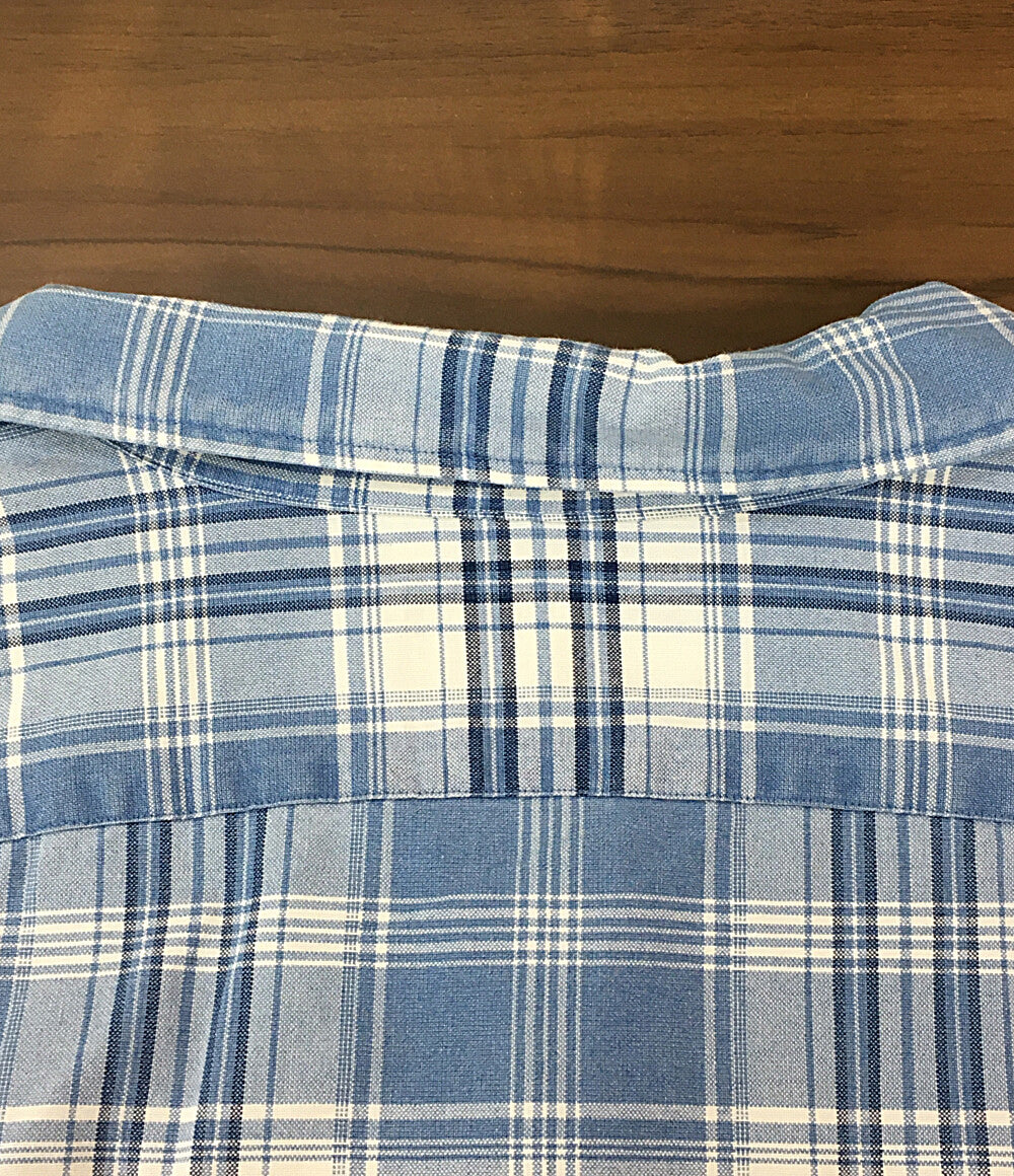 美品 RALPH LAUREN 長袖シャツ チェック オープンカラー CLASSIC FIT INDIGO メンズ SIZE XL ラルフローレン