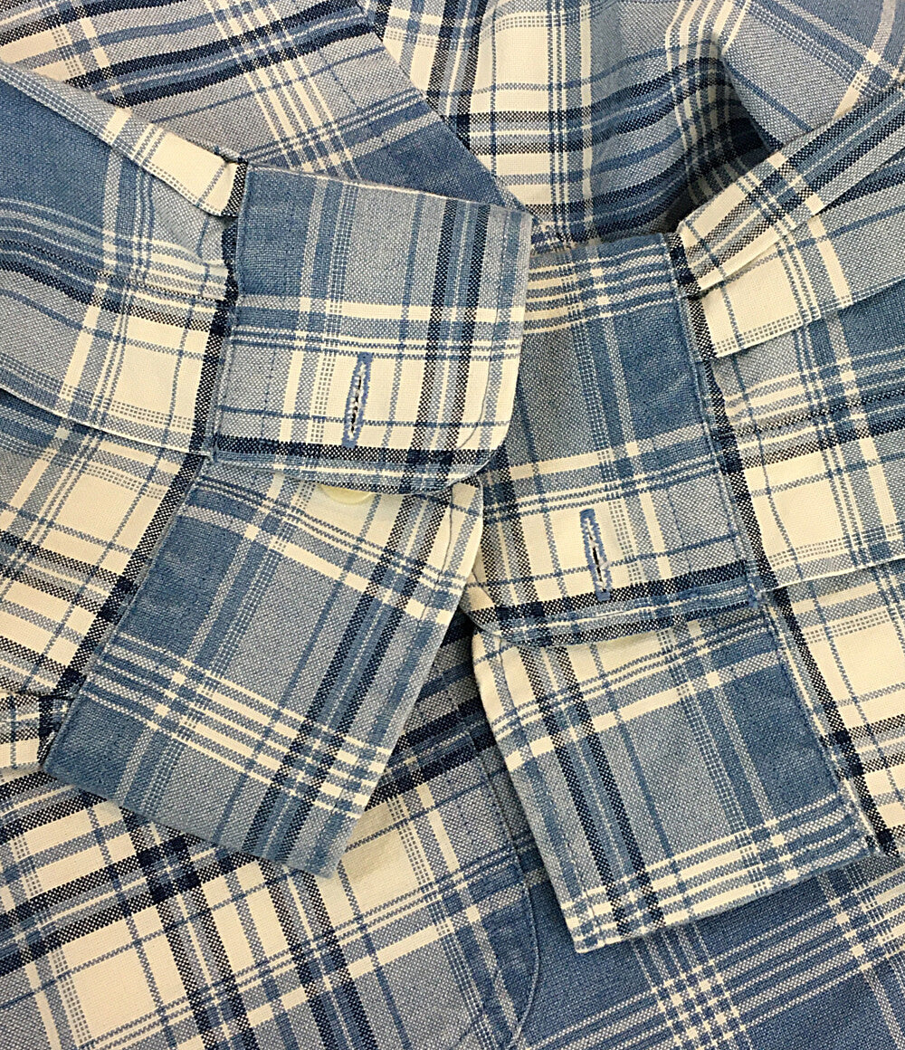 美品 RALPH LAUREN 長袖シャツ チェック オープンカラー CLASSIC FIT INDIGO メンズ SIZE XL ラルフローレン