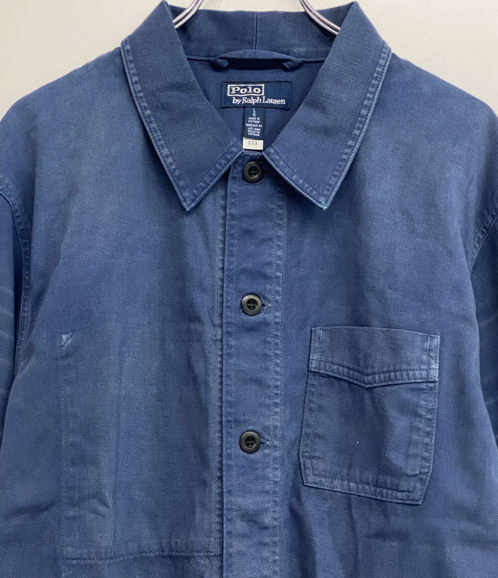 美品 RALPH LAUREN ジャケット ワーク ユーロワークデザイン USED加工 ネイビー メンズ SIZE L ラルフローレン