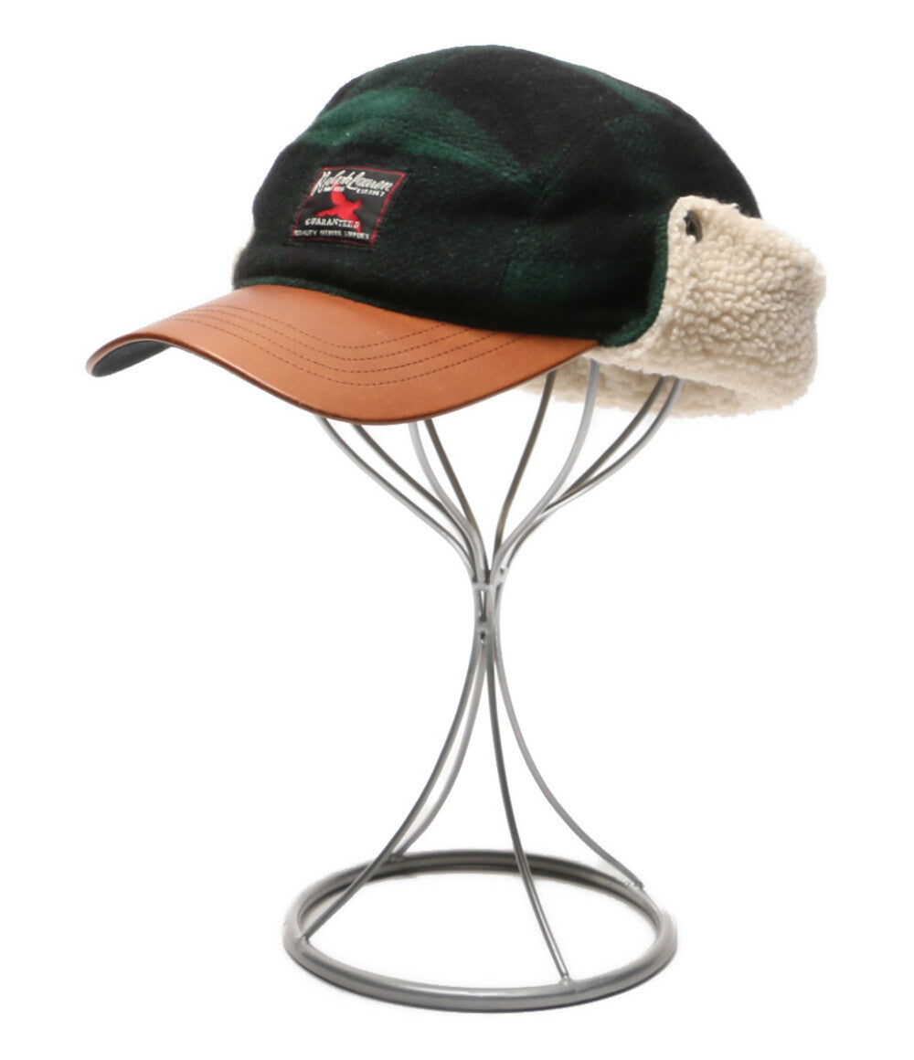 POLO COUNTRY ポロカントリ― イヤーフラップキャップ バッファローチェック ウールブレンド レザー メンズ