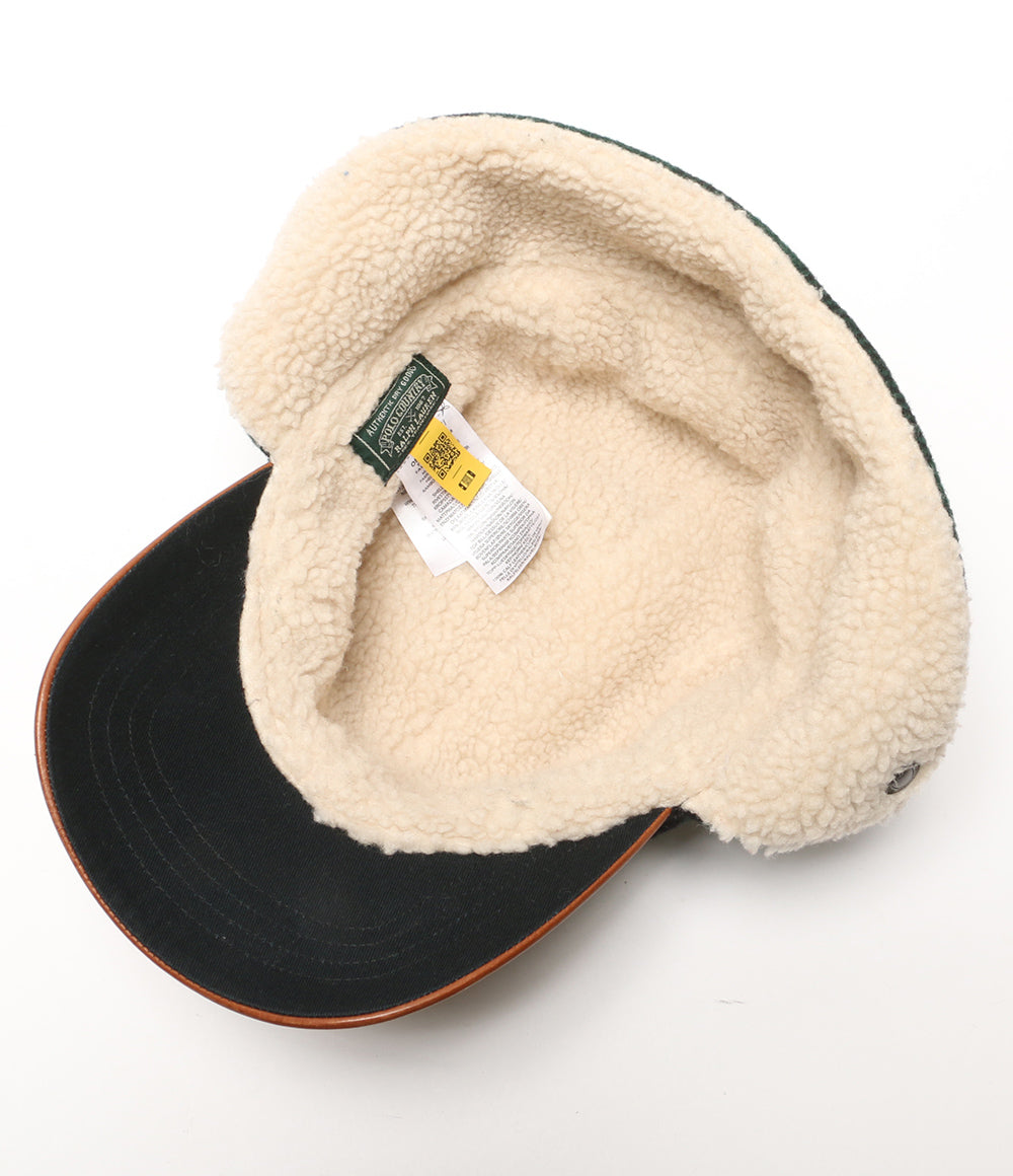 POLO COUNTRY ポロカントリ― イヤーフラップキャップ バッファローチェック ウールブレンド レザー メンズ