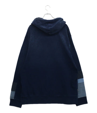 美品 POLO RALPH LAUREN パーカー インディゴ フレンチテリー パッチワークフーディ メンズ SIZE XXL ポロ・ラルフローレン