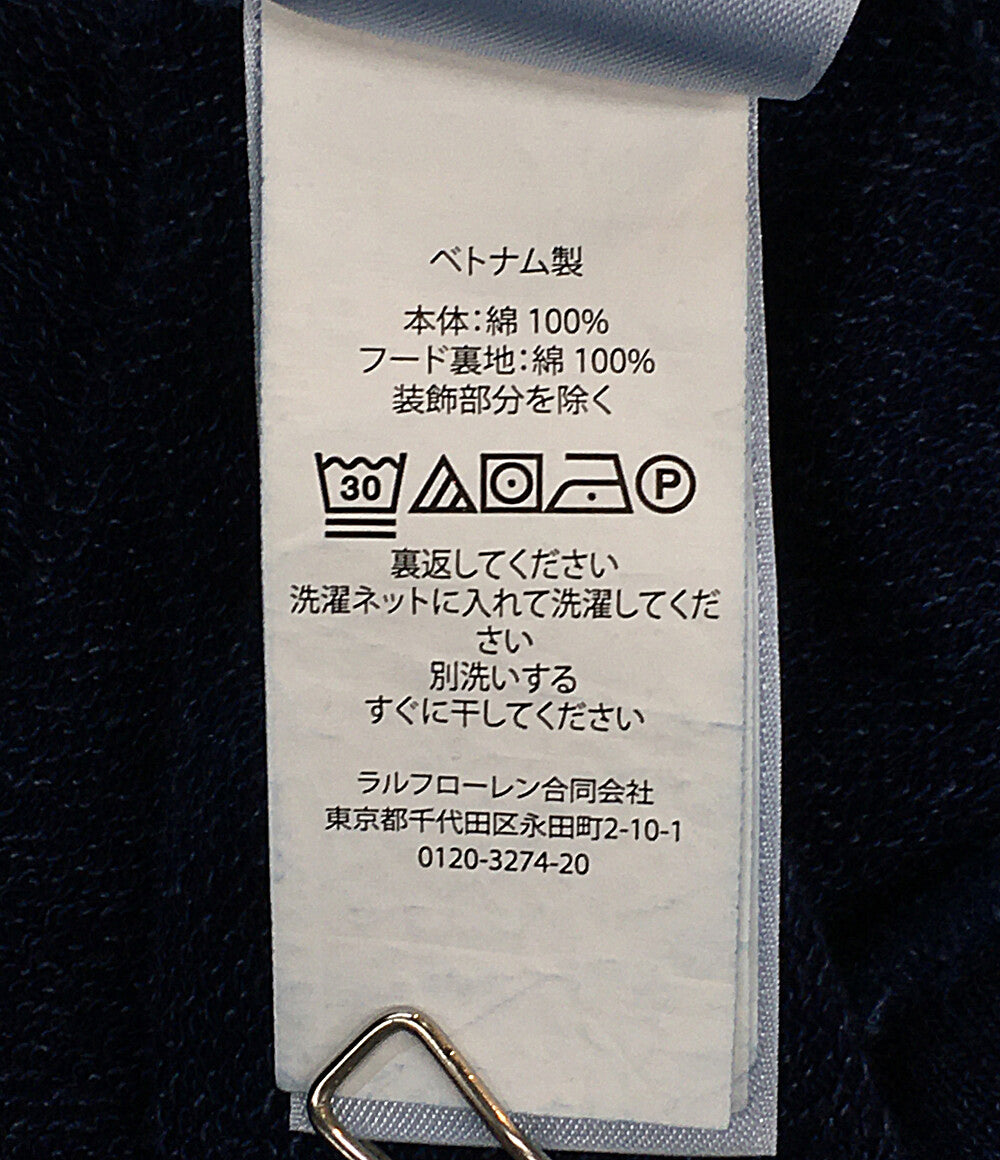 美品 POLO RALPH LAUREN パーカー インディゴ フレンチテリー パッチワークフーディ メンズ SIZE XXL ポロ・ラルフローレン