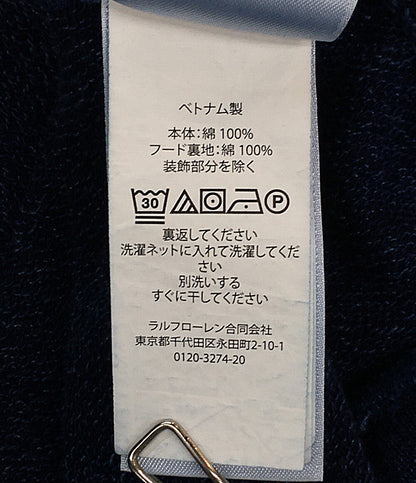 美品 POLO RALPH LAUREN パーカー インディゴ フレンチテリー パッチワークフーディ メンズ SIZE XXL ポロ・ラルフローレン