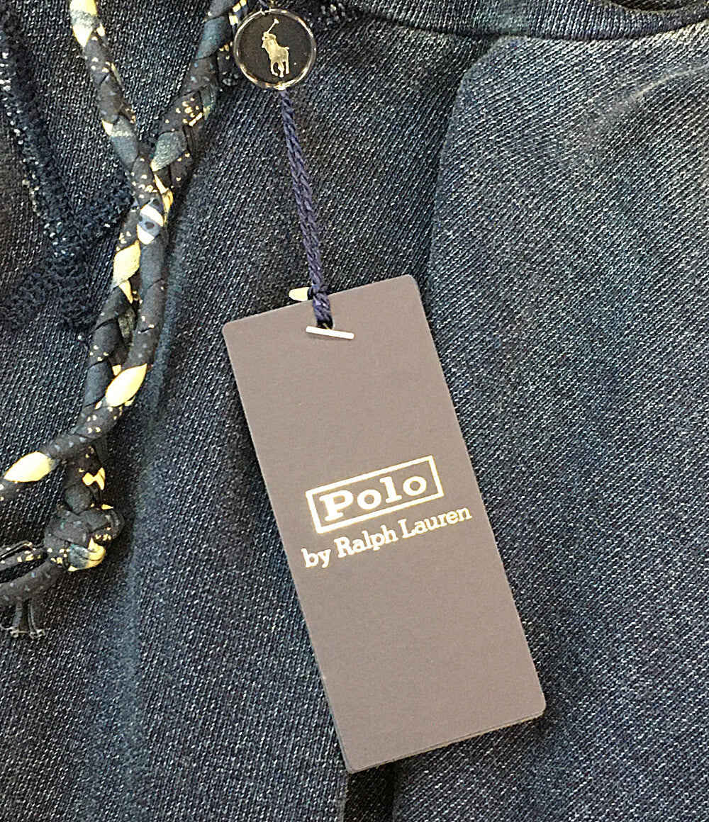 美品 POLO RALPH LAUREN パーカー インディゴ フレンチテリー パッチワークフーディ メンズ SIZE XXL ポロ・ラルフローレン