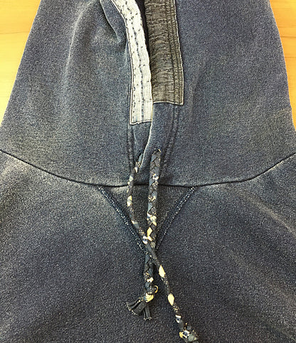 美品 POLO RALPH LAUREN パーカー インディゴ フレンチテリー パッチワークフーディ メンズ SIZE XXL ポロ・ラルフローレン