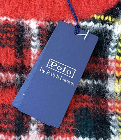 美品 RALPH LAUREN ニット チェック ウールブレンド レッド メンズ SIZE L ラルフローレン