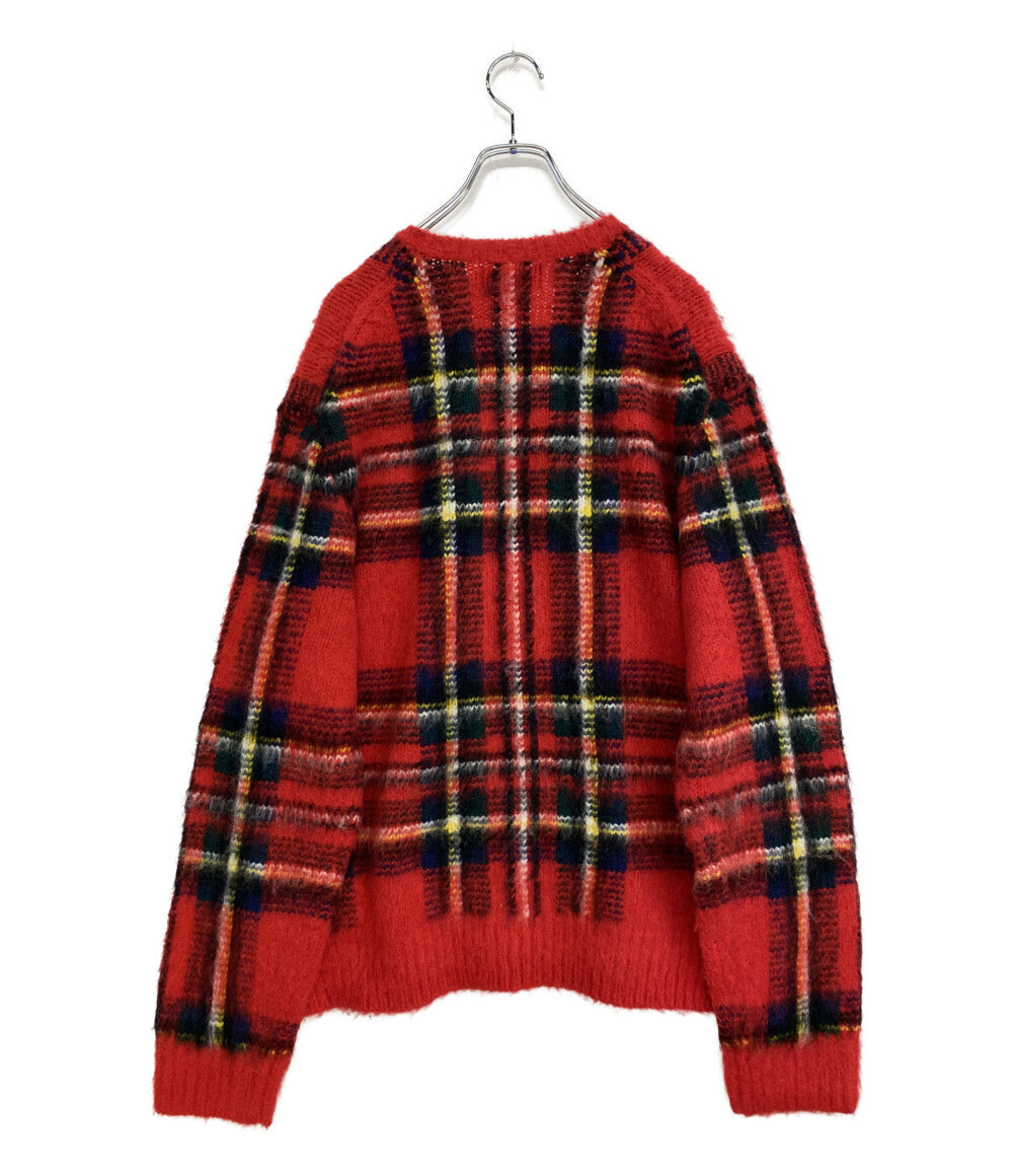 美品 RALPH LAUREN ニット チェック ウールブレンド レッド メンズ SIZE L ラルフローレン