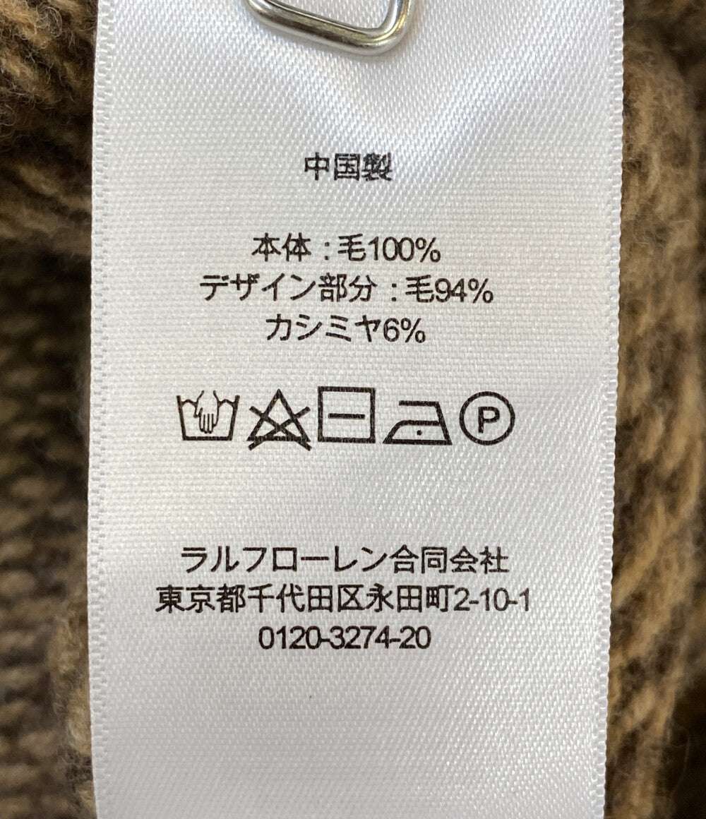 RALPH LAUREN ニット カシミア混 Vネック チルデン ブラウン 柄 メンズ SIZE L ラルフローレン