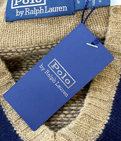 RALPH LAUREN ニット カシミア混 Vネック チルデン ブラウン 柄 メンズ SIZE L ラルフローレン