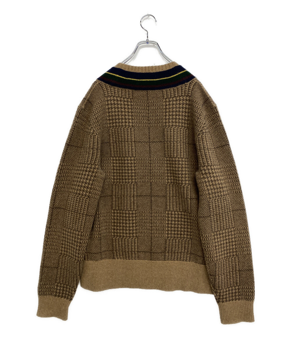 RALPH LAUREN ニット カシミア混 Vネック チルデン ブラウン 柄 メンズ SIZE L ラルフローレン