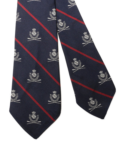 美品 POLO RALPH LAUREN ネクタイ ストライプド シルク レップ クラブ ネイビー メンズ ポロ・ラルフローレン