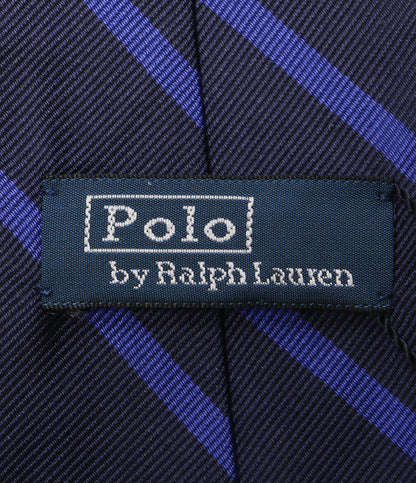 美品 POLO RALPH LAUREN ネクタイ 6 ストライプ ネイビー×ブルー メンズ ポロ・ラルフローレン