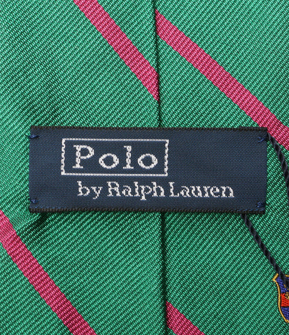 美品 POLO RALPH LAUREN ネクタイ ストライプド シルク レップ クラブ ライトグリーン メンズ ポロ・ラルフローレン
