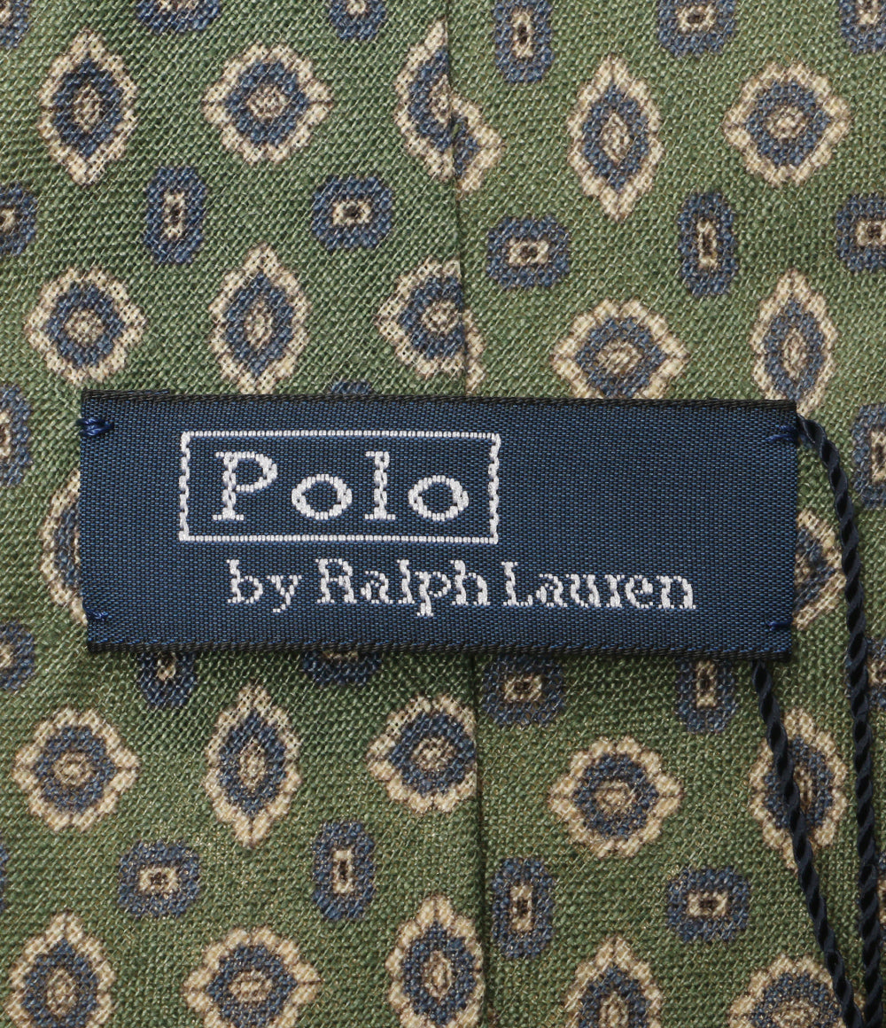 美品 POLO RALPH LAUREN ネクタイ シルク 総柄 グリーン メンズ ポロ
