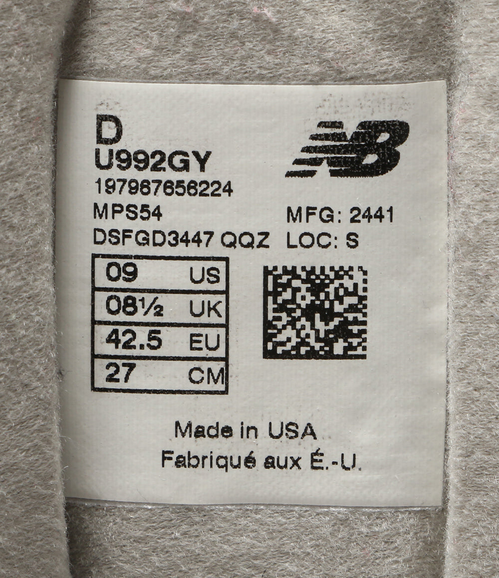 美品 new balance スニーカー USA製 Dワイズ U992GY メンズ SIZE 27cm ニューバランス