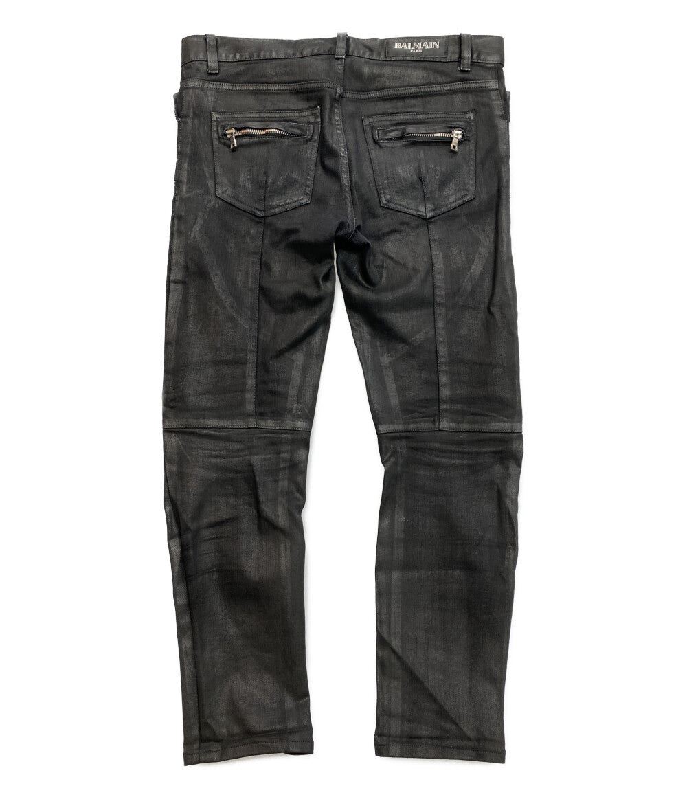BALMAIN パンツ コーティング ブラック T548 B363 メンズ SIZE 32 バルマン