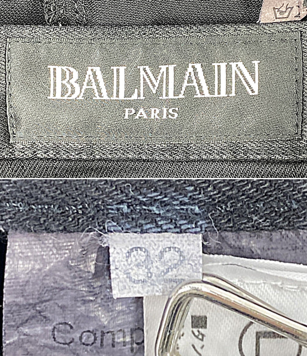 BALMAIN パンツ コーティング ブラック T548 B363 メンズ SIZE 32 バルマン